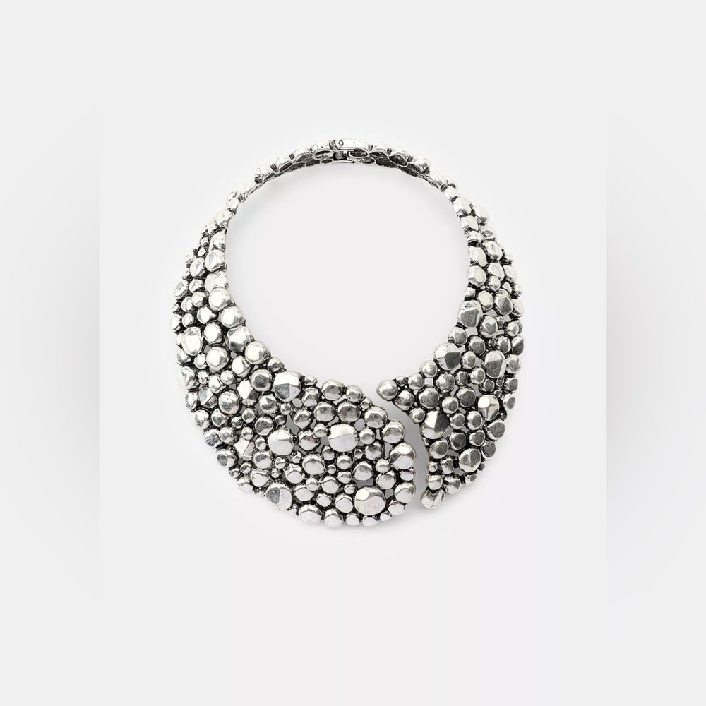 Zara Elegant Silver Statement Necklace NWT - Picture 3 of 6